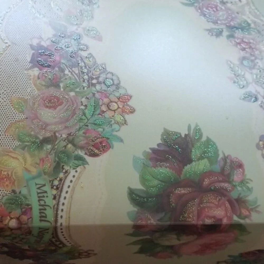 2 pc Michal Negrin Runners Dining Table Kitchen Home Decor Victorian Rose Floral
